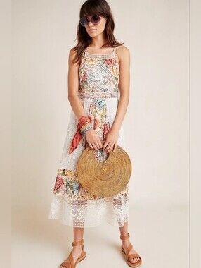 Nwt Farm Rio Lilith Floral Lace Midi Dress Romantic Slip 8
